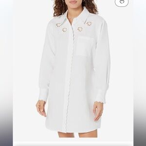 7 for all mankind scalloped shirt dress white size S